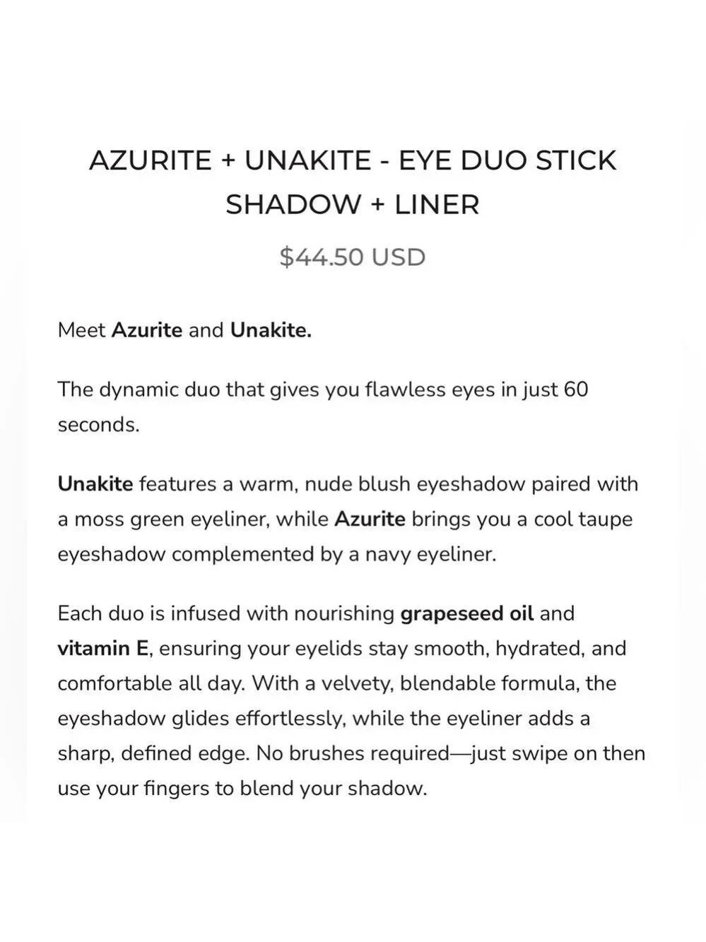 NIB Pear Nova Eye Duo Stick Shadow + Liner in Azurite & Unakite (2 duo sticks)